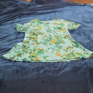 Floral BLUEISH-Green and Yellow Tunic Top